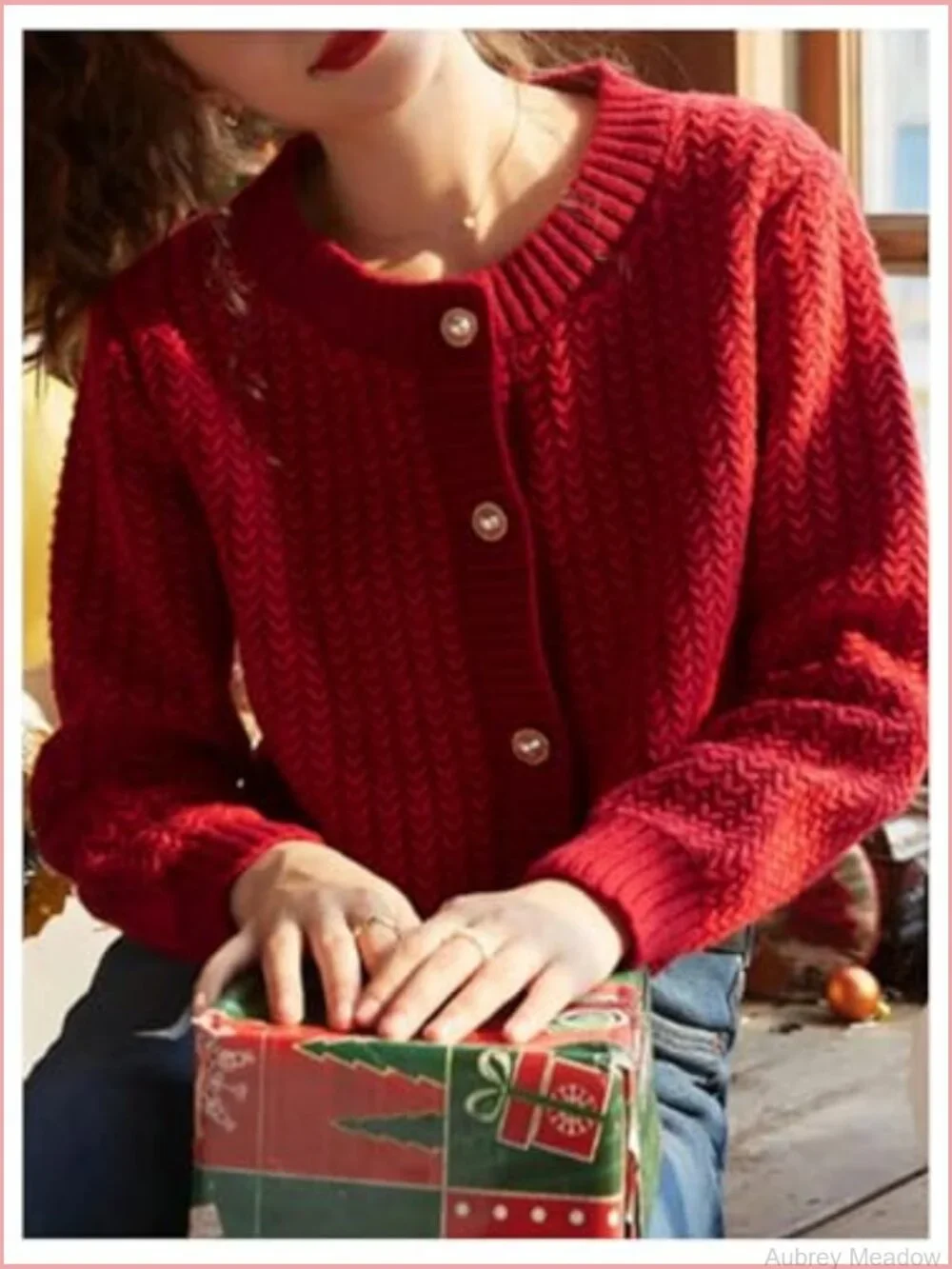 Cropped Cardigan Fall Long Sleeve Open Front Cardigans Button Down Knit Sweater - Picture 5 of 5